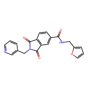 N-(furan-2-ylmethyl)-1,3-dioxo-2-(pyridin-3-ylmethyl)isoindole-5-carboxamide structure