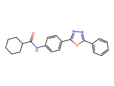 N-[4-(5-phenyl-1,3,4-oxadiazol-2-yl)phenyl]cyclohexanecarboxamide structure
