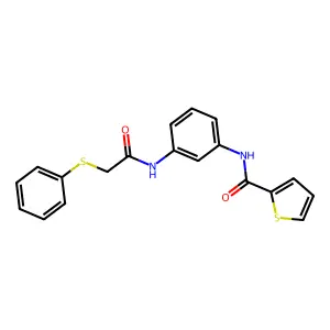 N-[3-[(2-phenylsulfanylacetyl)amino]phenyl]thiophene-2-carboxamide structure