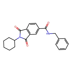 N-benzyl-2-cyclohexyl-1,3-dioxoisoindole-5-carboxamide structure