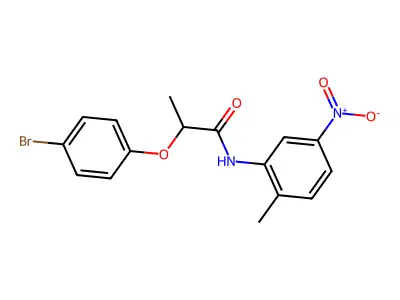 2-(4-bromophenoxy)-N-(2-methyl-5-nitrophenyl)propanamide structure