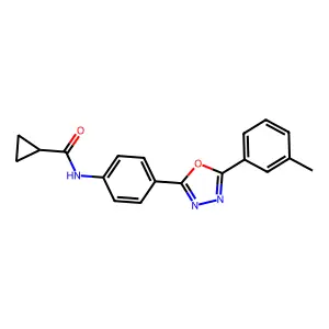 N-[4-[5-(3-methylphenyl)-1,3,4-oxadiazol-2-yl]phenyl]cyclopropanecarboxamide structure