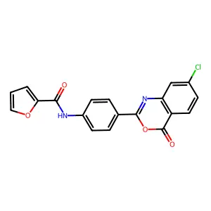 N-[4-(7-chloro-4-oxo-3,1-benzoxazin-2-yl)phenyl]furan-2-carboxamide structure
