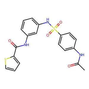 N-[3-[(4-acetamidophenyl)sulfonylamino]phenyl]thiophene-2-carboxamide structure