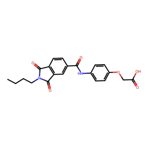 2-(4-(2-butyl-1,3-dioxoisoindoline-5-carboxamido)phenoxy)acetic acid structure