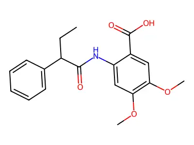4,5-Dimethoxy-2-[(2-phenylbutanoyl)amino]benzoic acid structure