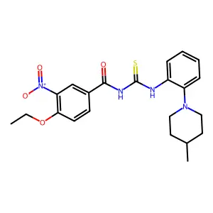 4-ethoxy-N-[[2-(4-methylpiperidin-1-yl)phenyl]carbamothioyl]-3-nitrobenzamide structure