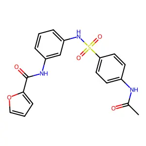 N-[3-[(4-acetamidophenyl)sulfonylamino]phenyl]furan-2-carboxamide structure