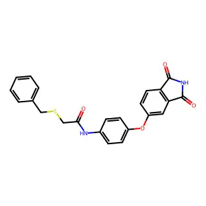 2-benzylsulfanyl-N-[4-(1,3-dioxoisoindol-5-yl)oxyphenyl]acetamide structure