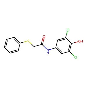 N-(3,5-dichloro-4-hydroxyphenyl)-2-phenylsulfanylacetamide structure