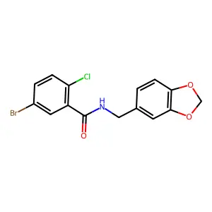 N-(1,3-benzodioxol-5-ylmethyl)-5-bromo-2-chlorobenzamide structure