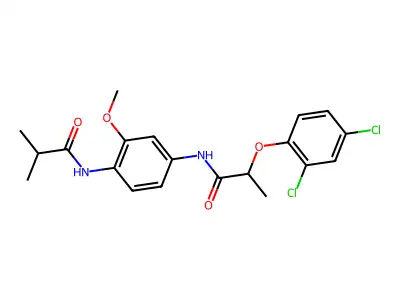 2-(2,4-dichlorophenoxy)-N-[4-(isobutyrylamino)-3-methoxyphenyl]propanamide structure