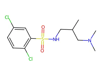 2,5-dichloro-N-[3-(dimethylamino)-2-methylpropyl]benzenesulfonamide structure