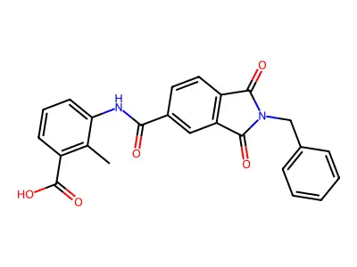 3-(2-benzyl-1,3-dioxoisoindoline-5-carboxamido)-2-methylbenzoic acid structure