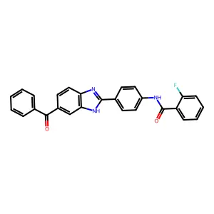 N-[4-(6-benzoyl-1H-benzimidazol-2-yl)phenyl]-2-fluorobenzamide structure