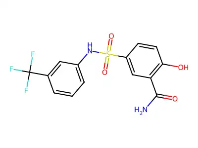 2-Hydroxy-5-{[3-(trifluoromethyl)phenyl]sulfamoyl}benzamide structure