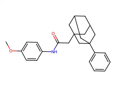 N-(4-methoxyphenyl)-2-(3-phenyladamantanyl)acetamide structure
