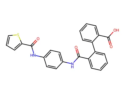 2-(2-{N-[4-(2-thienylcarbonylamino)phenyl]carbamoyl}phenyl)benzoic acid structure