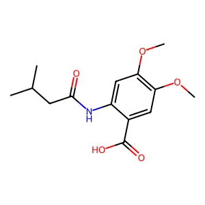4,5-Dimethoxy-2-(3-methylbutanamido)benzoic acid structure