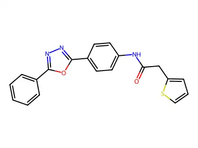 N-[4-(5-phenyl-1,3,4-oxadiazol-2-yl)phenyl]-2-thiophen-2-ylacetamide structure