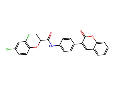 2-(2,4-dichlorophenoxy)-N-[4-(2-oxochromen-3-yl)phenyl]propanamide structure