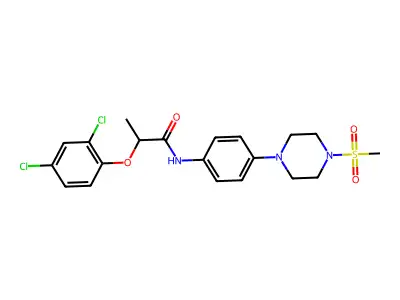 2-(2,4-dichlorophenoxy)-N-[4-(4-methylsulfonylpiperazin-1-yl)phenyl]propanamide structure