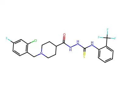 1-[[1-[(2-chloro-4-fluorophenyl)methyl]piperidine-4-carbonyl]amino]-3-[2-(trifluoromethyl)phenyl]thiourea structure