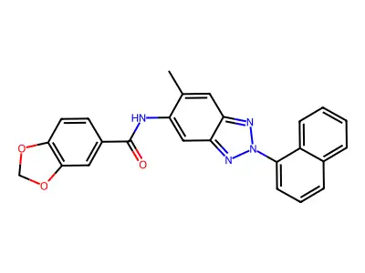 N-(6-methyl-2-naphthalen-1-ylbenzotriazol-5-yl)-1,3-benzodioxole-5-carboxamide structure