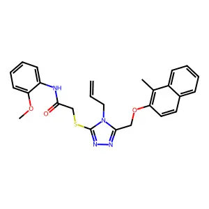 N-(2-methoxyphenyl)-2-[[5-[(1-methylnaphthalen-2-yl)oxymethyl]-4-prop-2-enyl-1,2,4-triazol-3-yl]sulfanyl]acetamide structure