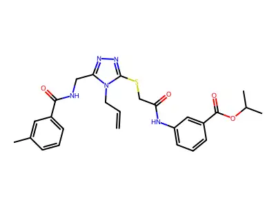 propan-2-yl 3-[({[5-({[(3-methylphenyl)carbonyl]amino}methyl)-4-(prop-2-en-1-yl)-4H-1,2,4-triazol-3-yl]sulfanyl}acetyl)amino]benzoate structure