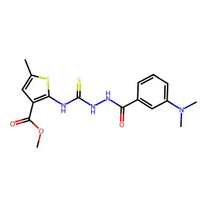 methyl 2-(2-(3-(dimethylamino)benzoyl)hydrazinecarbothioamido)-5-methylthiophene-3-carboxylate structure
