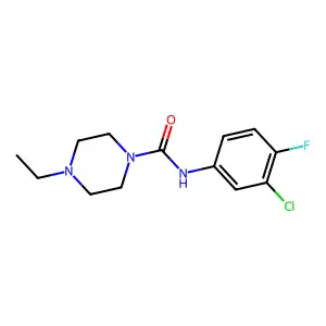 N-(3-chloro-4-fluorophenyl)-4-ethylpiperazine-1-carboxamide structure