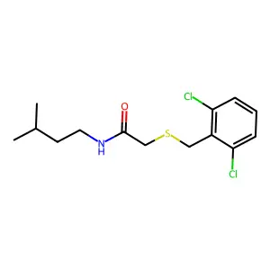 2-[(2,6-dichlorobenzyl)sulfanyl]-N-(3-methylbutyl)acetamide structure