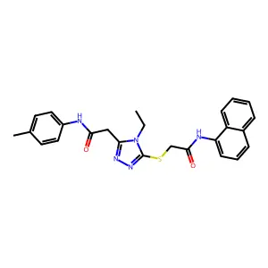 2-[(4-ethyl-5-{2-[(4-methylphenyl)amino]-2-oxoethyl}-4H-1,2,4-triazol-3-yl)sulfanyl]-N-(naphthalen-1-yl)acetamide structure