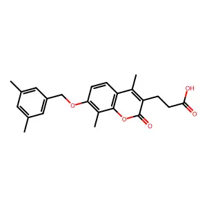 3-{7-[(3,5-dimethylbenzyl)oxy]-4,8-dimethyl-2-oxo-2H-chromen-3-yl}propanoic acid structure