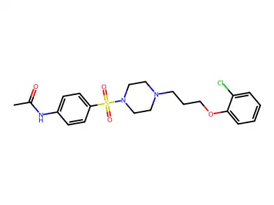 N-[4-[4-[3-(2-chlorophenoxy)propyl]piperazin-1-yl]sulfonylphenyl]acetamide structure