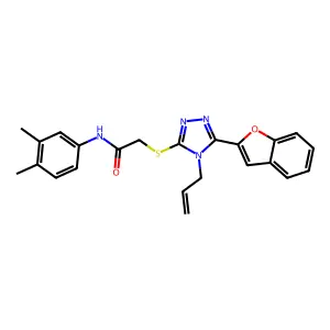 2-[[5-(1-benzofuran-2-yl)-4-prop-2-enyl-1,2,4-triazol-3-yl]sulfanyl]-N-(3,4-dimethylphenyl)acetamide structure