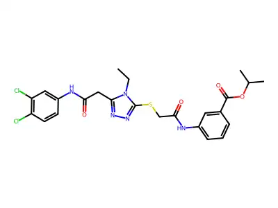 propan-2-yl 3-({[(5-{2-[(3,4-dichlorophenyl)amino]-2-oxoethyl}-4-ethyl-4H-1,2,4-triazol-3-yl)sulfanyl]acetyl}amino)benzoate structure