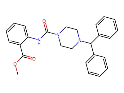 Methyl 2-{[4-(diphenylmethyl)piperazinyl]carbonylamino}benzoate structure