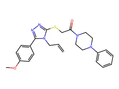 2-[[5-(4-methoxyphenyl)-4-prop-2-enyl-1,2,4-triazol-3-yl]sulfanyl]-1-(4-phenylpiperazin-1-yl)ethanone structure