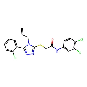 2-[[5-(2-chlorophenyl)-4-prop-2-enyl-1,2,4-triazol-3-yl]sulfanyl]-N-(3,4-dichlorophenyl)acetamide structure