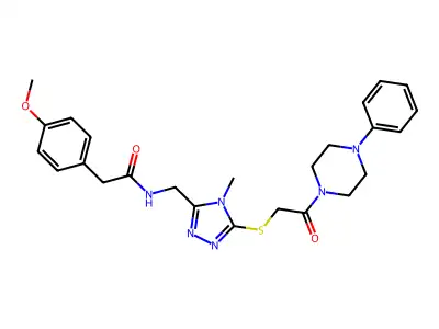 2-(4-methoxyphenyl)-N-[(4-methyl-5-{[2-oxo-2-(4-phenylpiperazin-1-yl)ethyl]sulfanyl}-4H-1,2,4-triazol-3-yl)methyl]acetamide structure