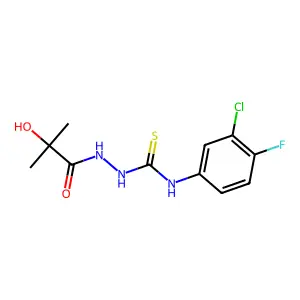 1-(3-chloro-4-fluorophenyl)-3-[(2-hydroxy-2-methylpropanoyl)amino]thiourea structure