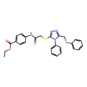 ethyl 4-[({[5-(phenoxymethyl)-4-phenyl-4H-1,2,4-triazol-3-yl]sulfanyl}acetyl)amino]benzoate structure