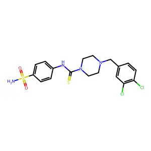 4-[(3,4-dichlorophenyl)methyl]-N-(4-sulfamoylphenyl)piperazine-1-carbothioamide structure
