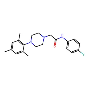 N-(4-fluorophenyl)-2-[4-(2,4,6-trimethylphenyl)piperazin-1-yl]acetamide structure