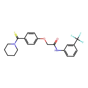 2-[4-(piperidin-1-ylcarbonothioyl)phenoxy]-N-[3-(trifluoromethyl)phenyl]acetamide structure