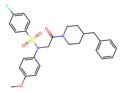 N-[2-(4-benzylpiperidin-1-yl)-2-oxoethyl]-4-fluoro-N-(4-methoxyphenyl)benzenesulfonamide structure