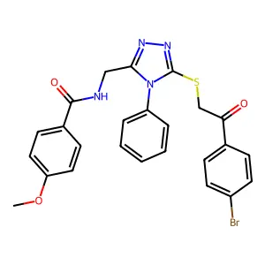 N-[(5-{[2-(4-bromophenyl)-2-oxoethyl]sulfanyl}-4-phenyl-4H-1,2,4-triazol-3-yl)methyl]-4-methoxybenzamide structure