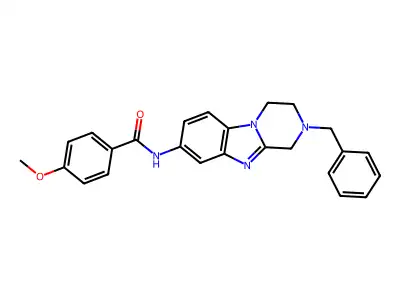 N-(2-benzyl-3,4-dihydro-1H-pyrazino[1,2-a]benzimidazol-8-yl)-4-methoxybenzamide structure